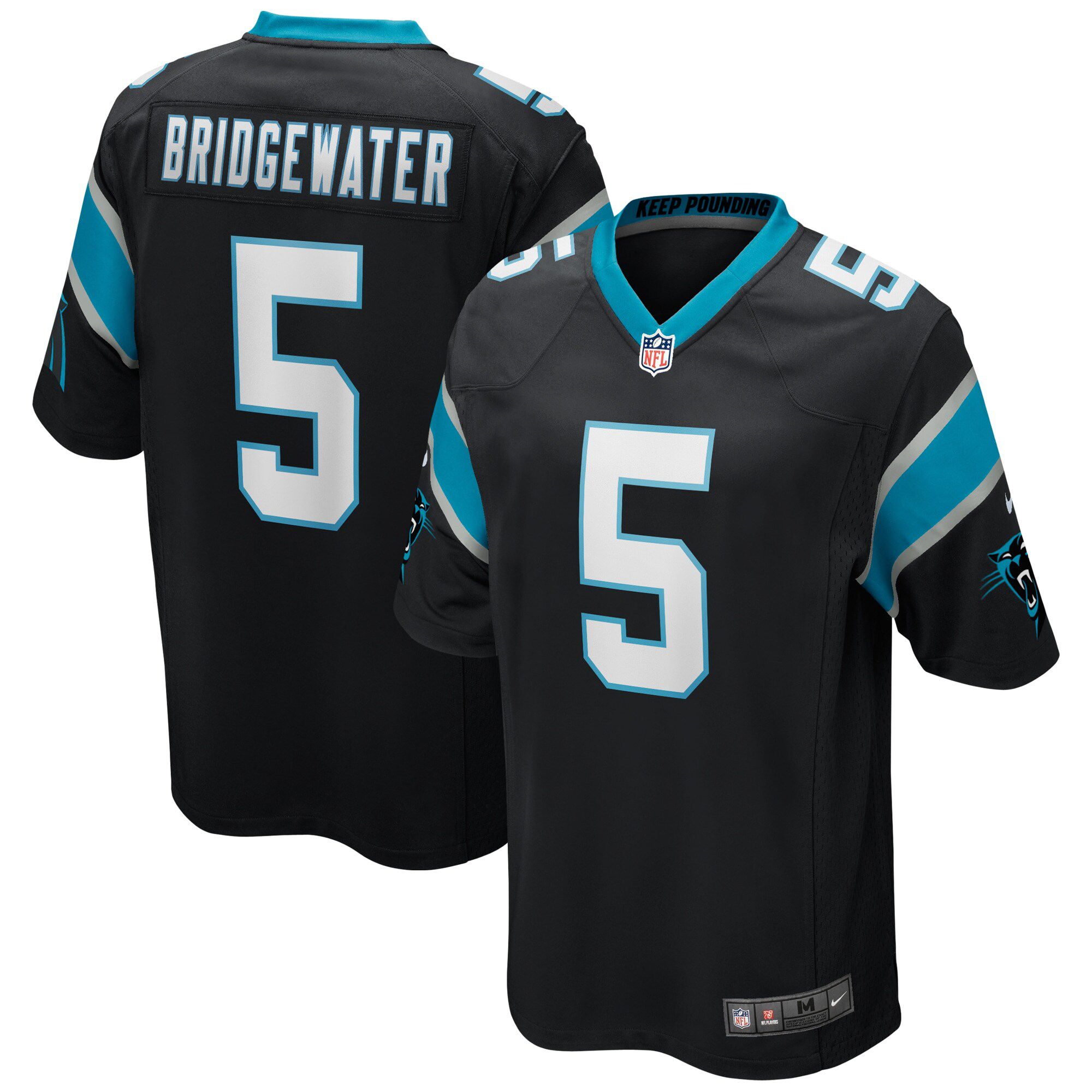 Men Carolina Panthers #5 Teddy Bridgewater Nike Black Game NFL Jersey->carolina panthers->NFL Jersey